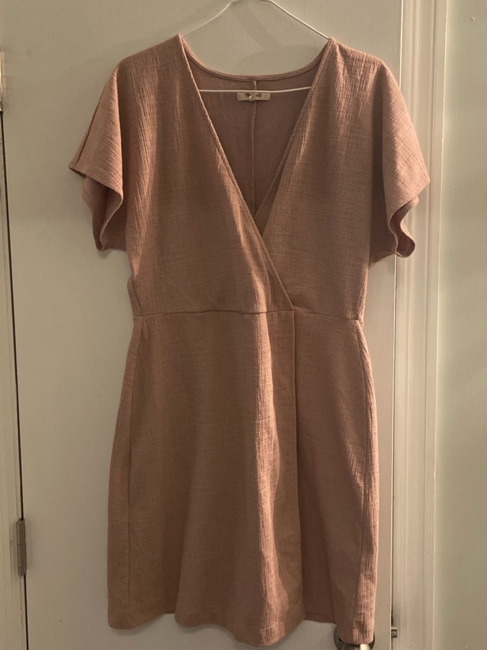 Madewell Rose-Beige Wrap Mini Dress
